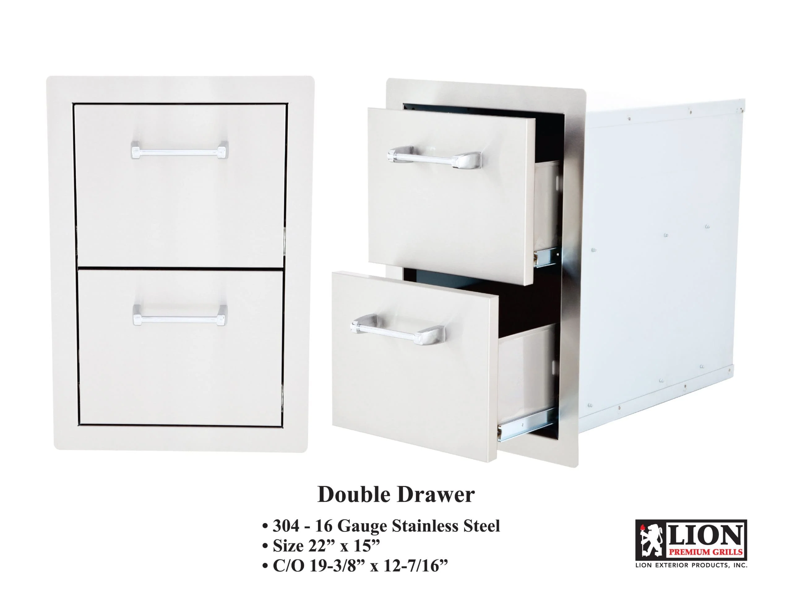 Lion Premium Grills 15-Inch Double Access Drawer – L2374 - Image 3
