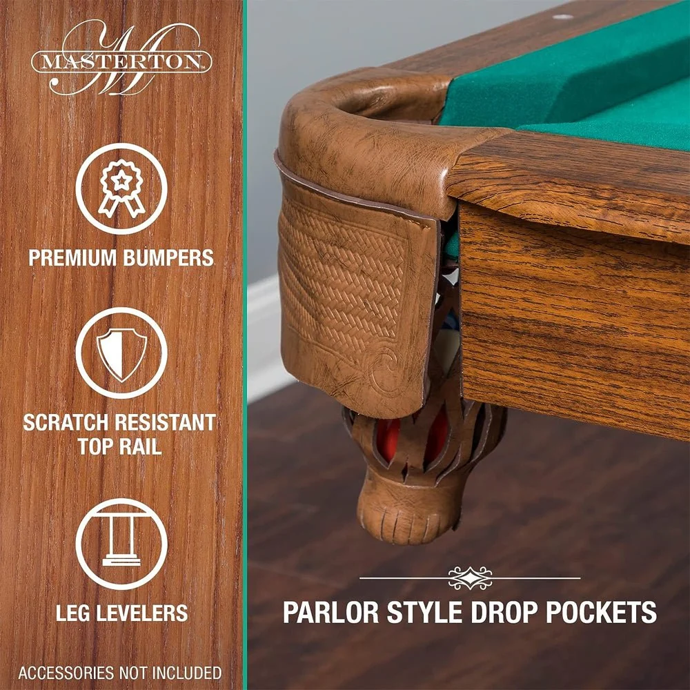 Masterton Premium Bar-Size Burgundy Billiard Pool Table For Game Rooms, 87" (92714635) - Image 2