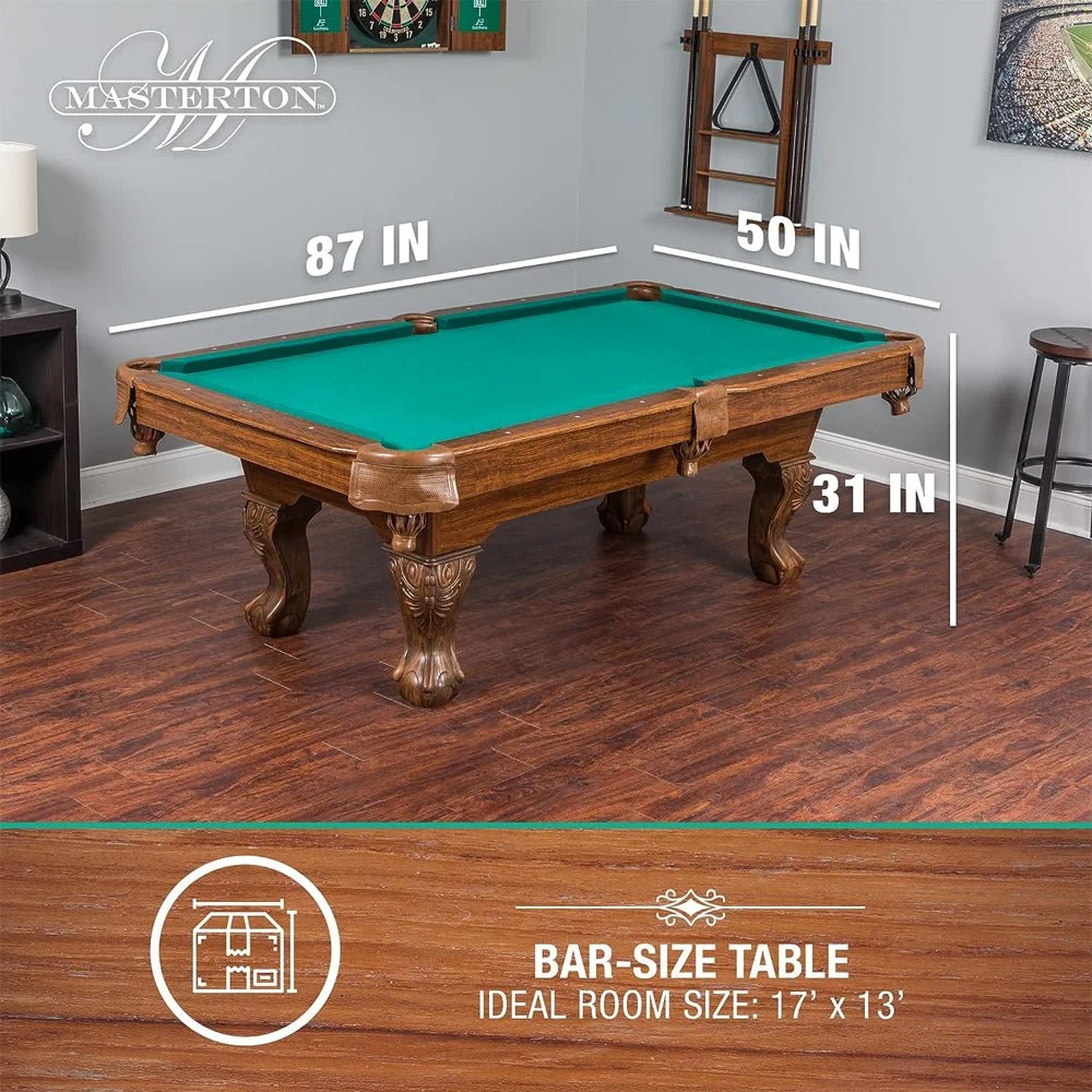 Masterton Premium Bar-Size Burgundy Billiard Pool Table For Game Rooms, 87" (92714635) - Image 4