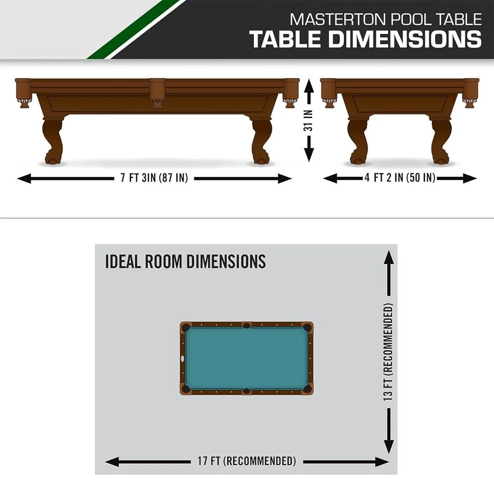Masterton Premium Bar-Size Burgundy Billiard Pool Table For Game Rooms, 87" (92714635) - Image 7