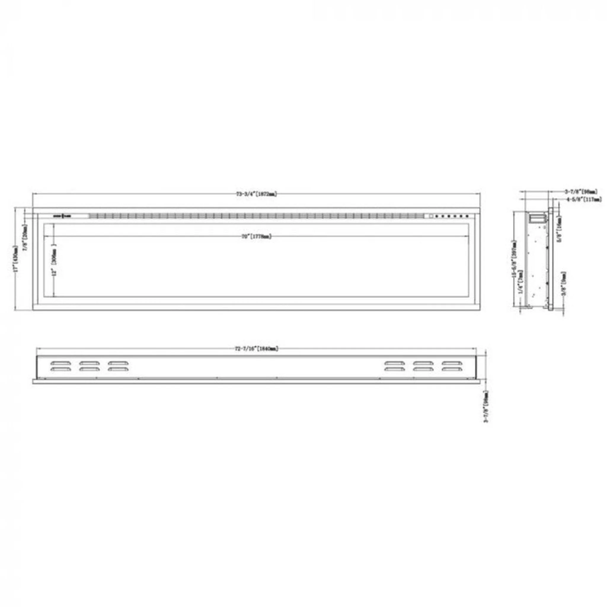 Modern Flames 74" Spectrum Slimline Linear Electric Fireplace [SPS-74B] - Image 12