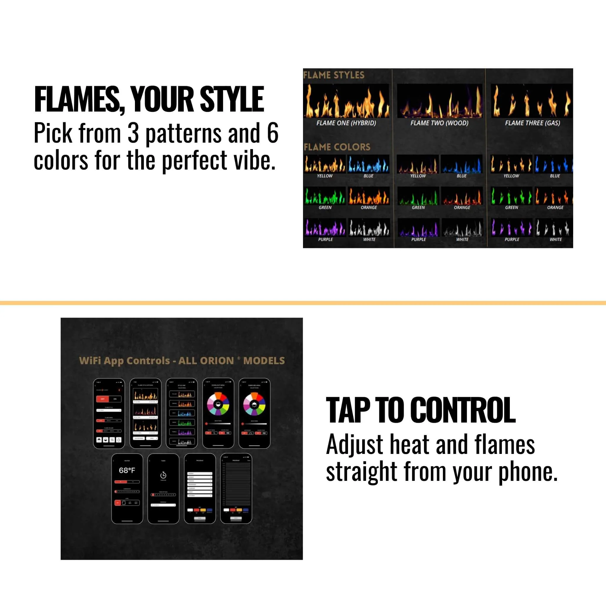 Modern Flames 76" Orion Slim HelioVision Linear Electric Fireplace [OR76-SLIM] - Image 15