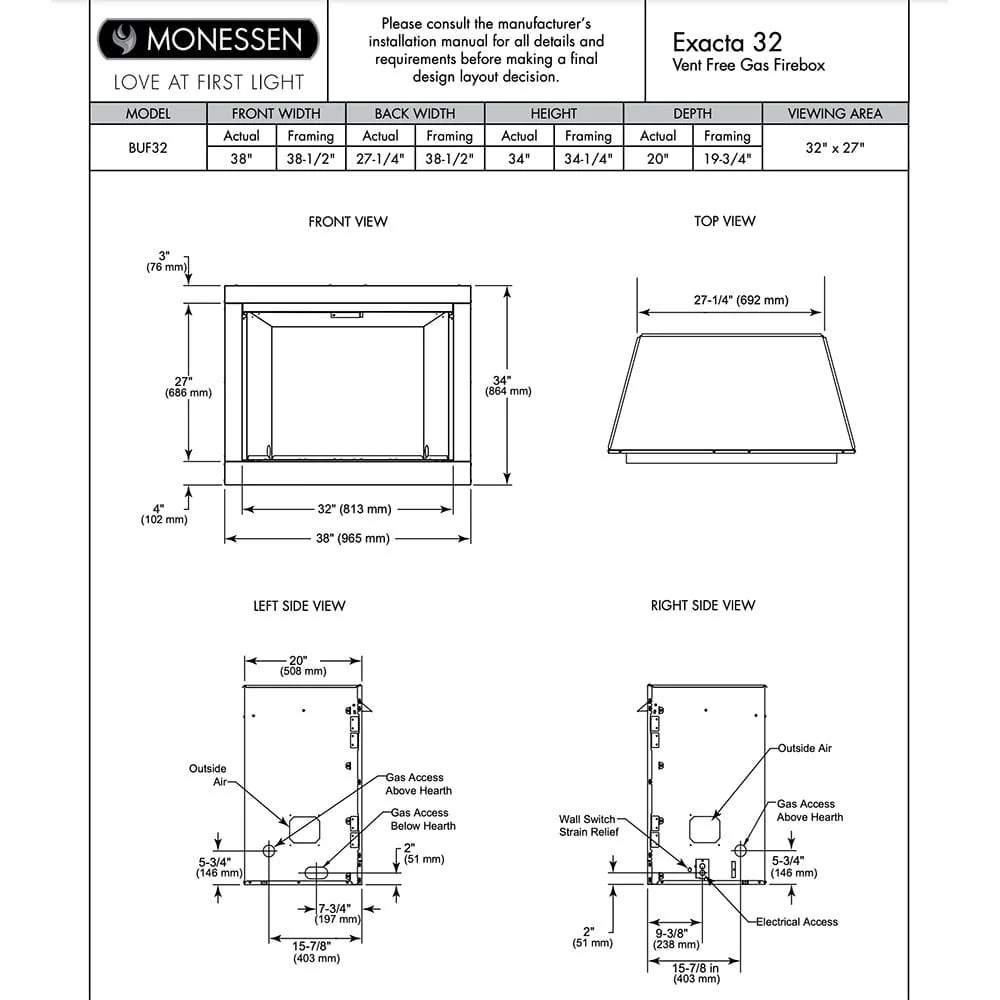 Monessen 32" Exacta Vent-Free Circulating Clean Face Firebox - Image 7