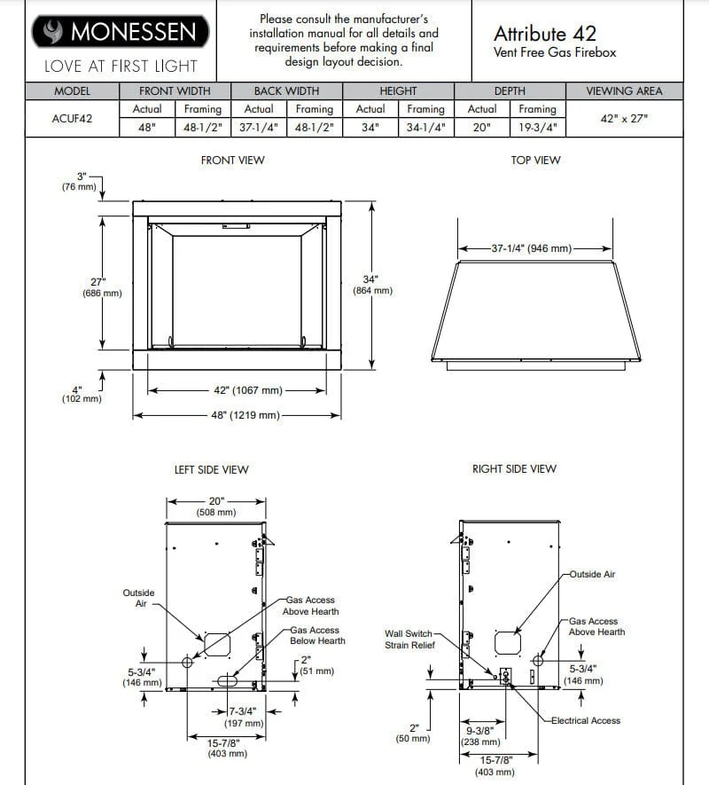 Monessen 42" Attribute Universal Circulating Vent-Free Firebox with Radiant Face and Multitonal Reversible Interior Panels - Image 14
