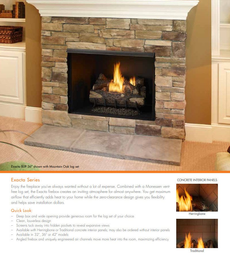 Monessen 42" Exacta Vent-Free Circulating Clean Face Firebox - Image 4
