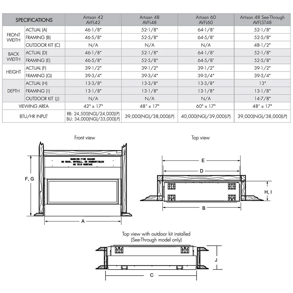 Monessen 60" Artisan Vent-Free Linear Gas Fireplace with IPI Plus Electronic Ignition and Remote Control - Image 10