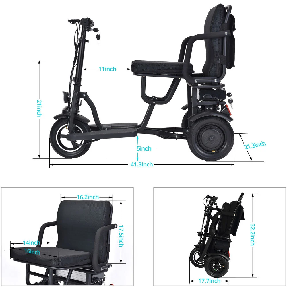 MotoTec Folding Mobility Electric Trike 48V/10Ah 700W - Image 14