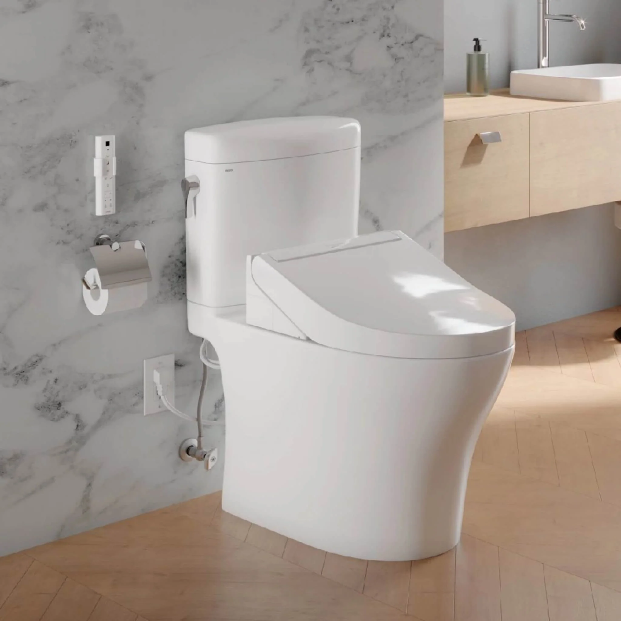 [MW4363084CEMFGN#01] TOTO Aquia IV Cube Washlet C5 With 0.9 GPF And 1.28 GPF Elongated Dual Flush Bidet Toilet (SAK90827) - Image 4