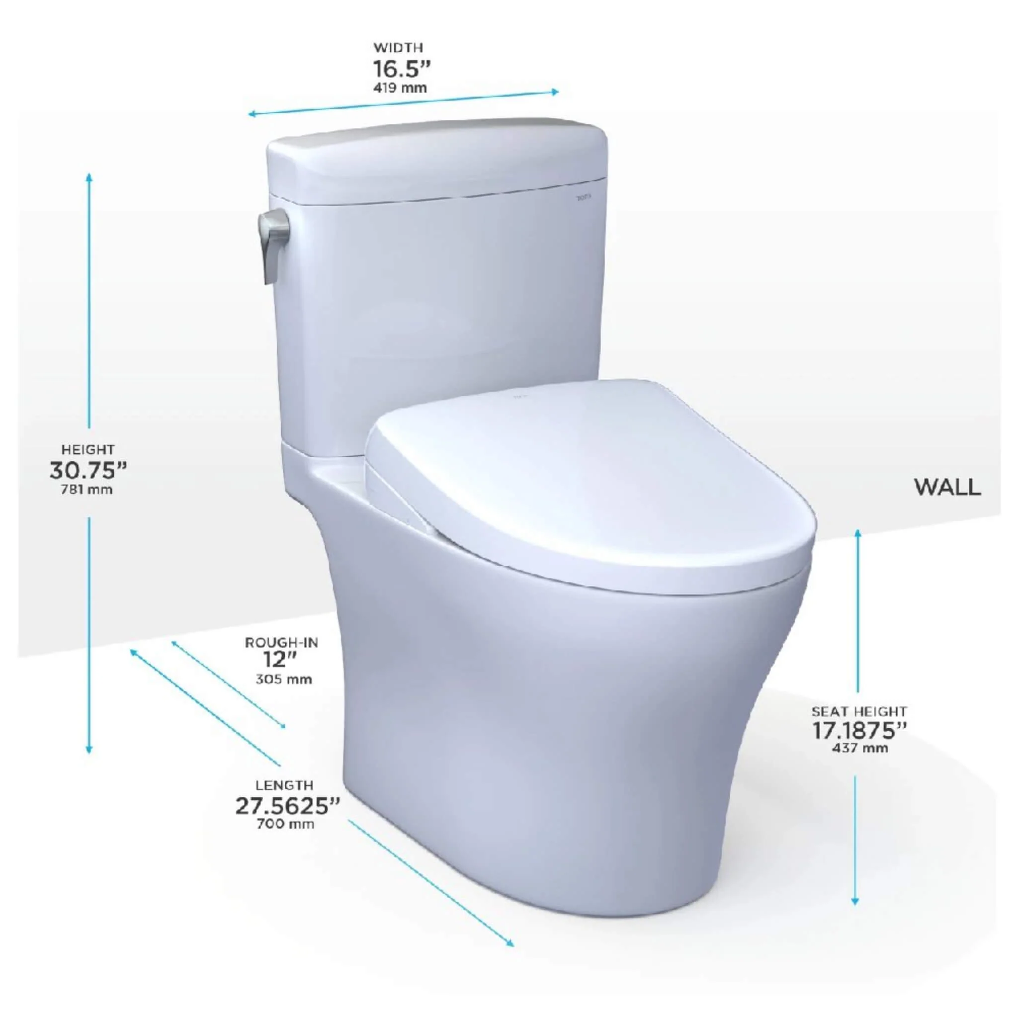 [MW4364726CEMFGN#01] TOTO Aquia IV Cube Washlet S7 With 1.28 GPF And 0.9 Elongated Bidet Toilet (SAK19352) - Image 4