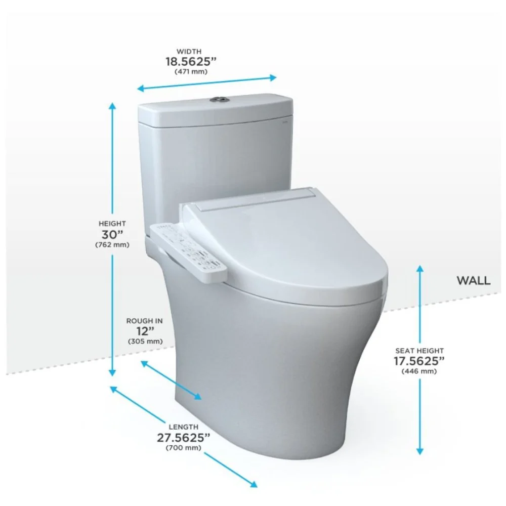 [MW4463074CEMFGN#01] TOTO Aquia IV Washlet C2 With 1.28 GPF and 0.9 GPF Universal Height Elongated Bidet Toilet (SAK10613) - Image 3