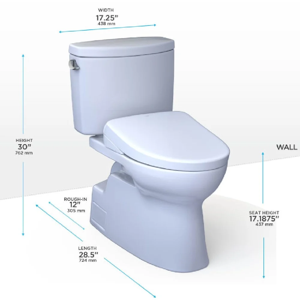 [MW4744726CEFG#01] TOTO Vespin II 1.28 GPF Chair Height Elongated Toilet With Washlet+ S7 Bidet Seat (SAK26135) - Image 4