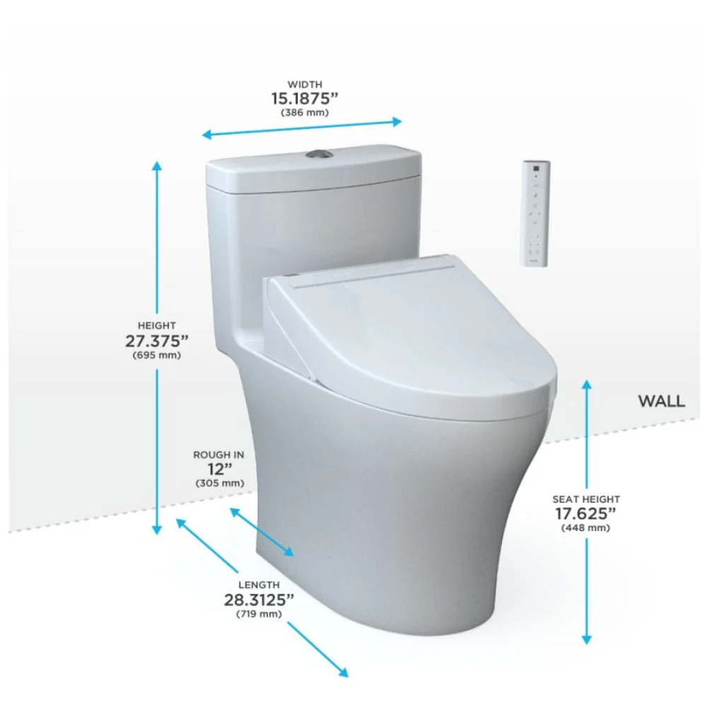 [MW6463084CEMFGN#01] TOTO Aquia IV Washlet Elongated Chair Height Bidet Toilet Seat With Button Flush (SAK42509) - Image 9