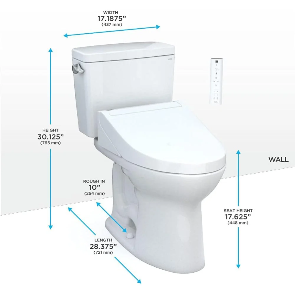 [MW7763084CSFG.10#01] TOTO Drake 1.6 GPF ELongated Chair Height Toilet With C5 Soft Close Bidet Seat (SAK71312) - Image 4
