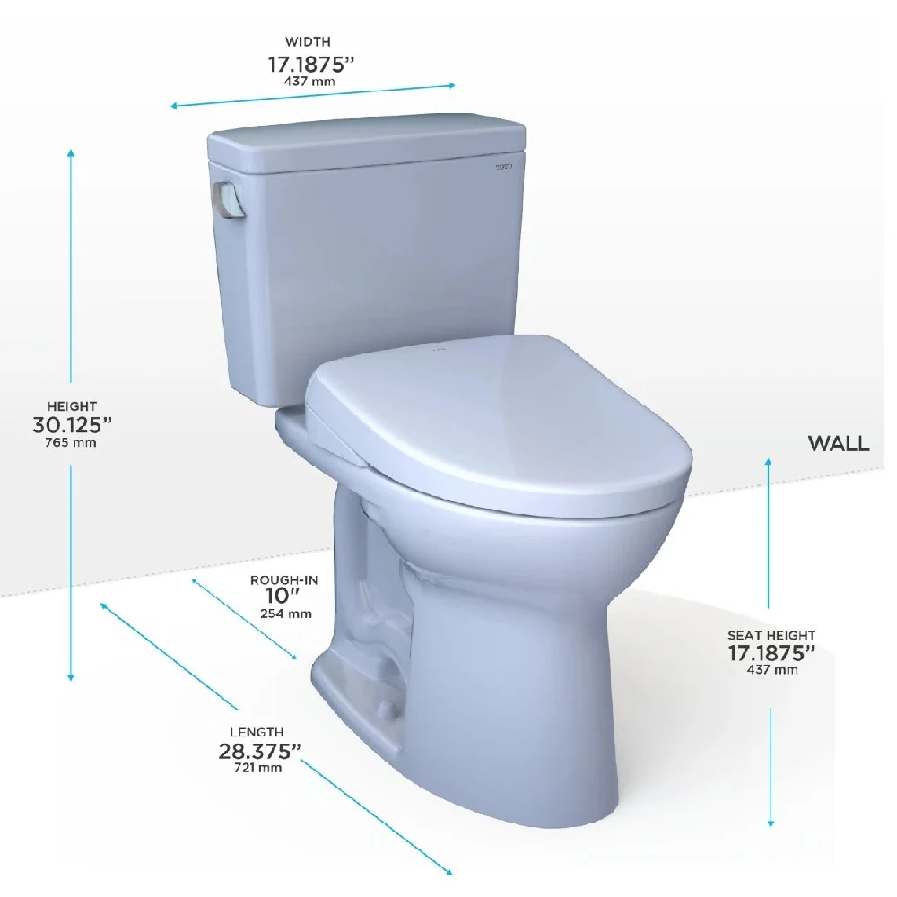 [MW7764726CSFGA.10#01] TOTO Drake 1.6 GPF Universal Height 10" Rough In Toilet With Washlet S7 Bidet Seat (SAK68432) - Image 4