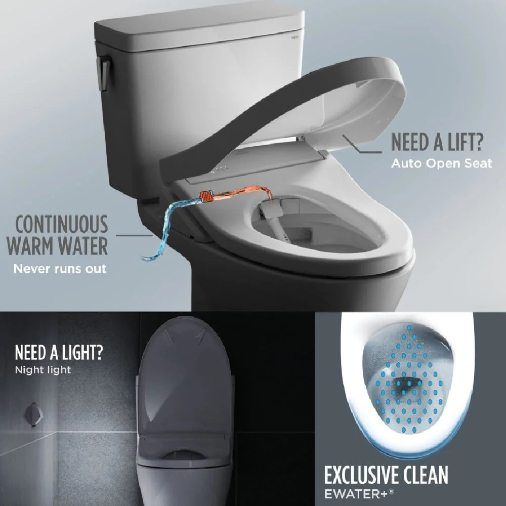 [MW7764736CEFG#01] TOTO Drake 1.28 GPF Elongated Chair Height Toilet W/ Washlet S7A Auto Heated Bidet Seat & EWater+ Technlogy (SAK95423) - Image 11