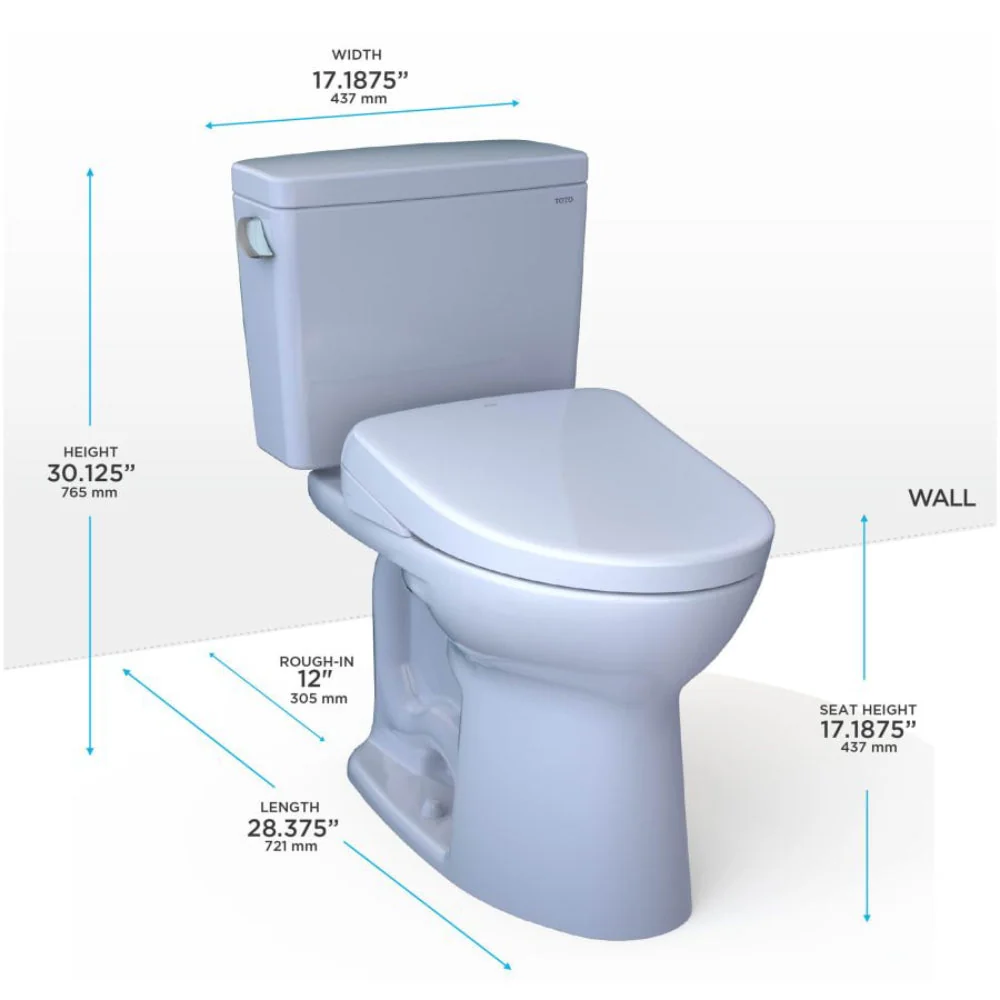 [MW7764736CSFG#01] TOTO Drake 1.6 GPF Elongated Chair Height Toilet W/ Washlet S7A Auto Bidet Seat & EWater+ Technology (SAK56915) - Image 16