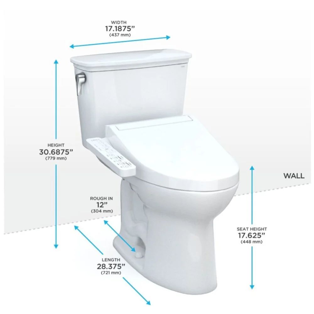 [MW7863074CEFG#01] TOTO Drake Transitional Washlet C2 And 1.28 GPF Elongated Chair Height Toilet With Left Hand Lever (SAK98346) - Image 3