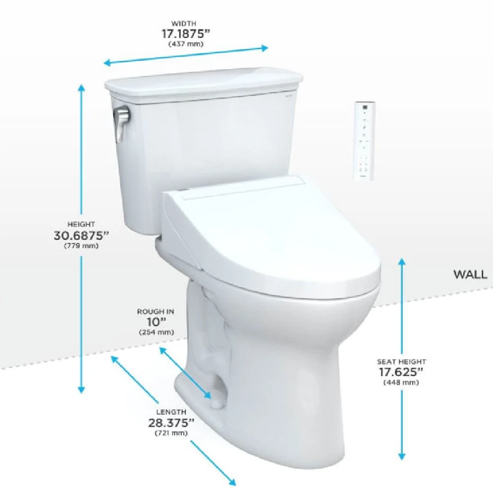 [MW7863084CEFG.10#01] TOTO Drake Washlet C5 With 1.28 GPF Elongated Bidet Toilet With Left Hand Lever (SAK78219) - Image 4