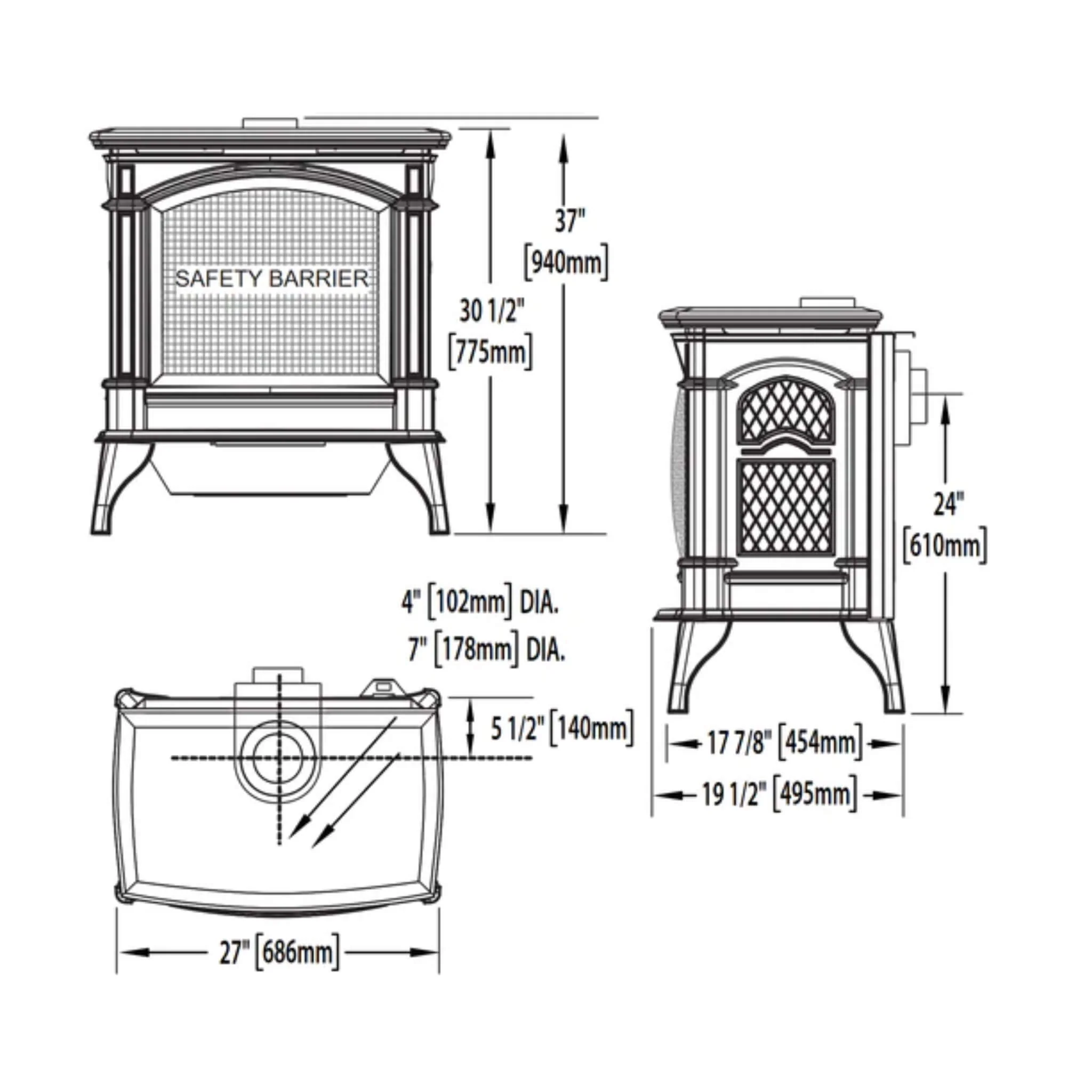 Napoleon Knightsbridge 60 Majolica Brown Natural Gas Stove With Flame And Heat Adjustment, 27" [GDS60-1NNSB] - Image 6
