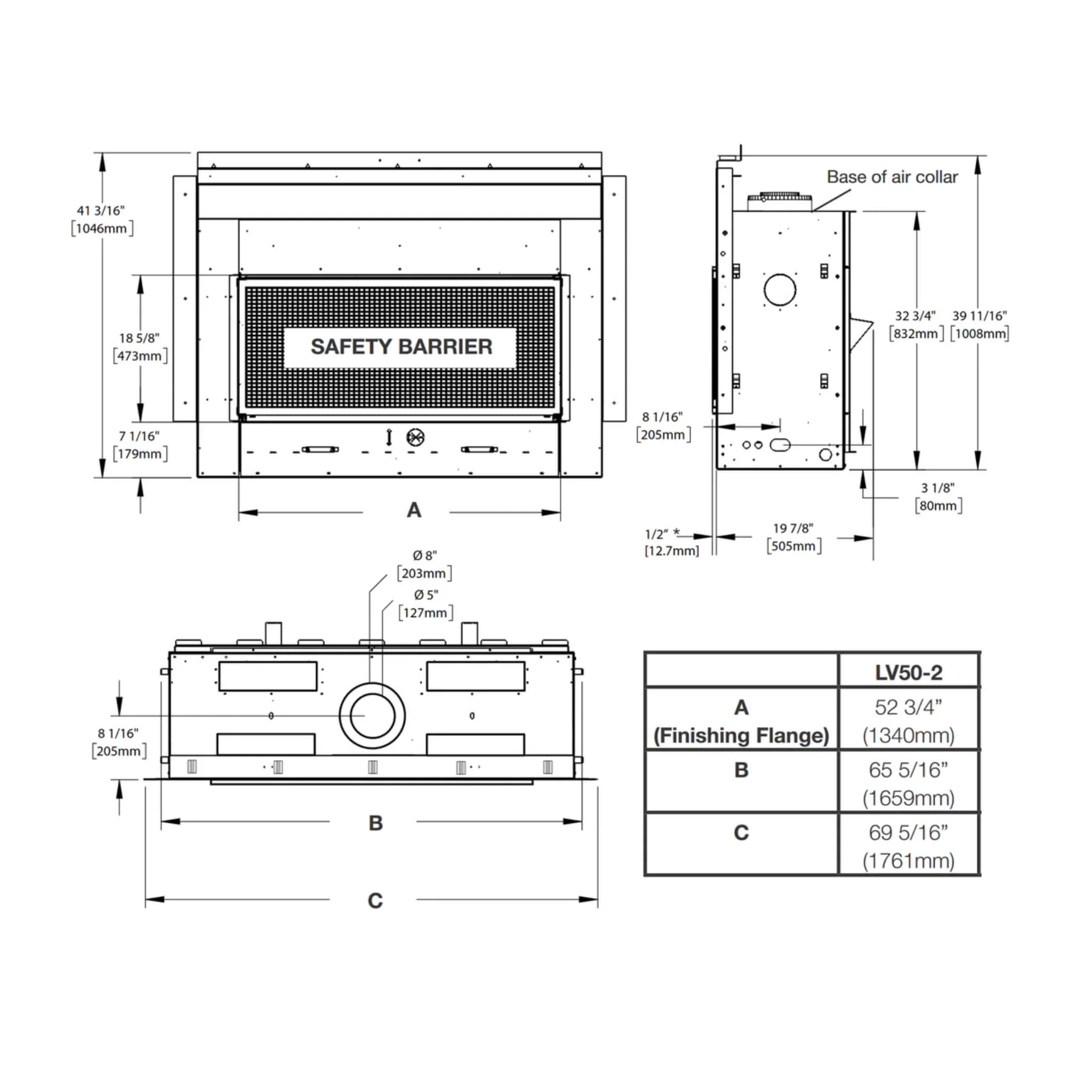 Napoleon Vector 50 Single-Sided Direct Vent Electronic Natural Gas Fireplace With Night Light System, 65" [LV50N-2] - Image 10