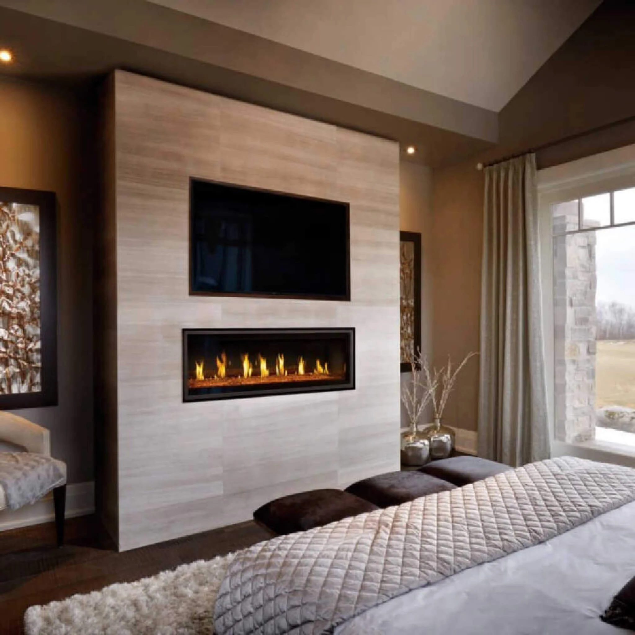 Napoleon Vector 50 Single-Sided Direct Vent Electronic Natural Gas Fireplace With Night Light System, 65" [LV50N-2] - Image 3