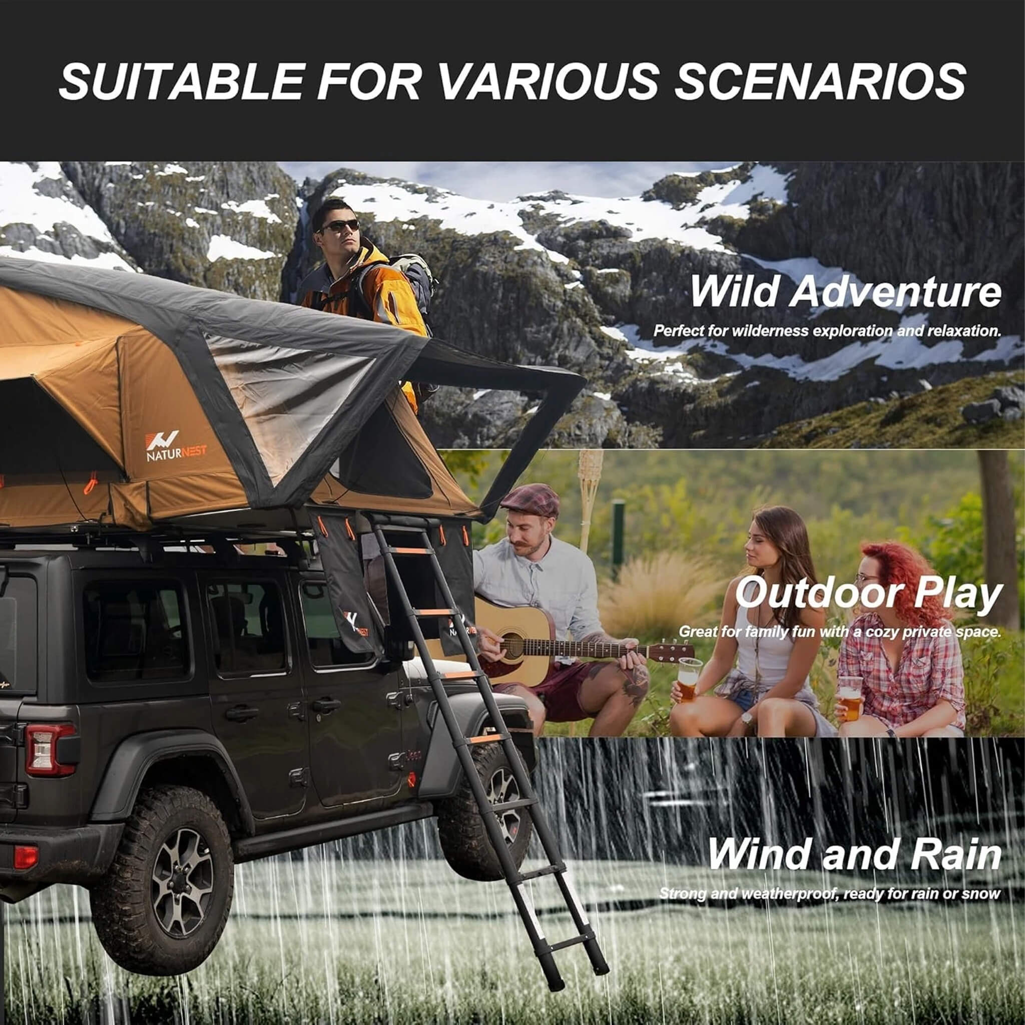 Naturnest Sirius 3 Premium 2XL 3-Person Clamshell Roof Top Tent (SAK62917) - Image 9