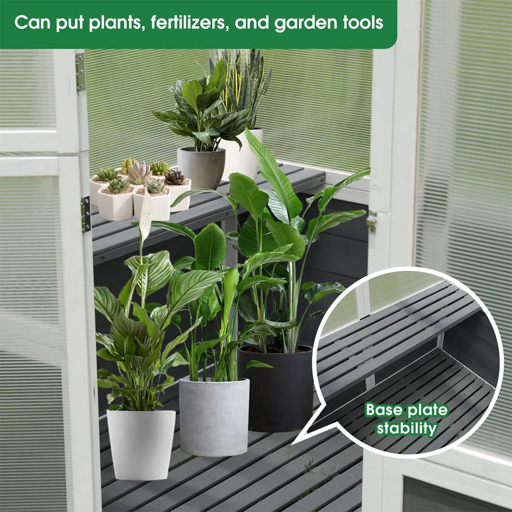 Outdoor Walk-In Polycarbonate Garden Greenhouse With Drain Holes, 4x6FT - Image 8