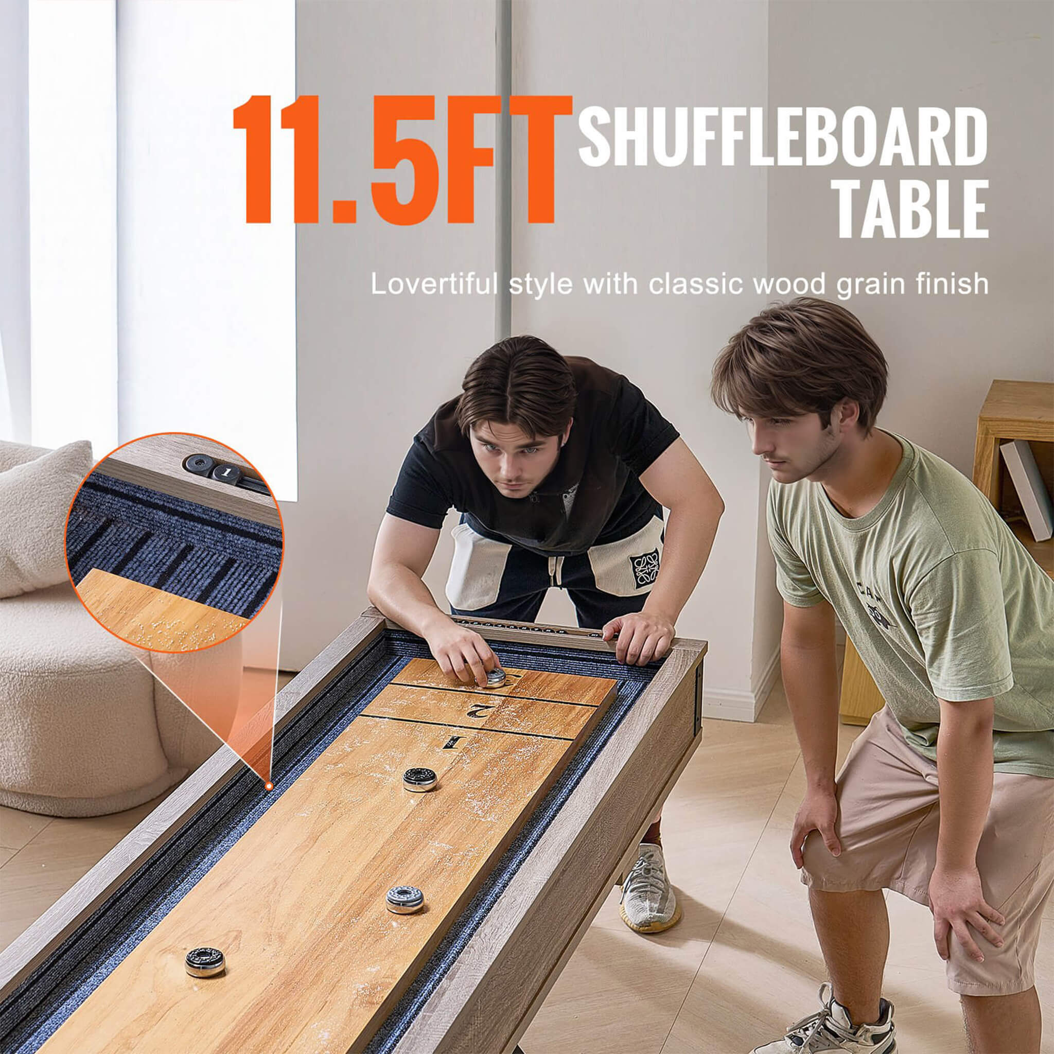 Premium 2-In-1 Shuffleboard Game Table Set With Bowling Combo - Image 7