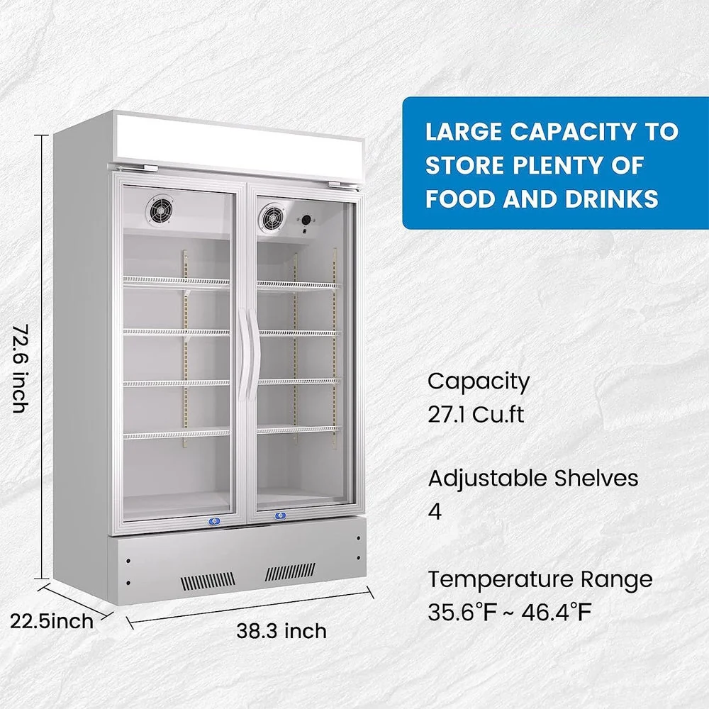 Premium 27.1 Cu. Ft. Commercial Merchandiser Refrigerator Cooler With Glass Doors, 73" (94852136) - Image 4