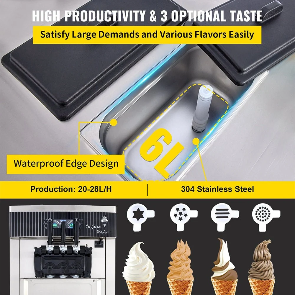 Premium 3 Flavors Commercial Soft Serve Yogurt Ice Cream Machine Maker (97524130) - Image 4