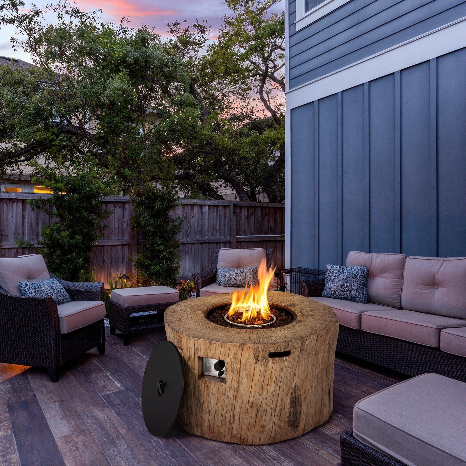 Premium 40" Round Propane Gas Fire Pit Table W/ PVC Cover, Rocks & Gas Kit (91544852) - Image 6