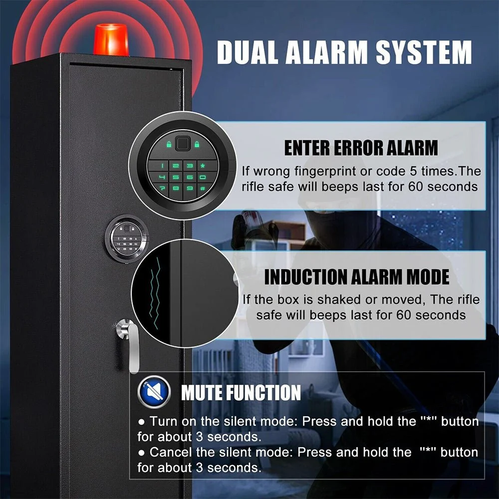 Premium 5 Rifle Biometric Gun Safe Cabinet W/ Keys (93721405) - Image 4