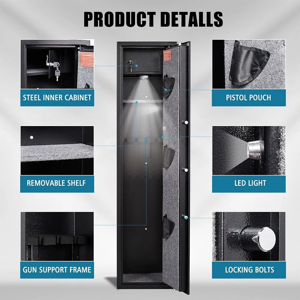 Premium 5 Rifle Biometric Gun Safe Cabinet W/ Keys (93721405) - Image 5