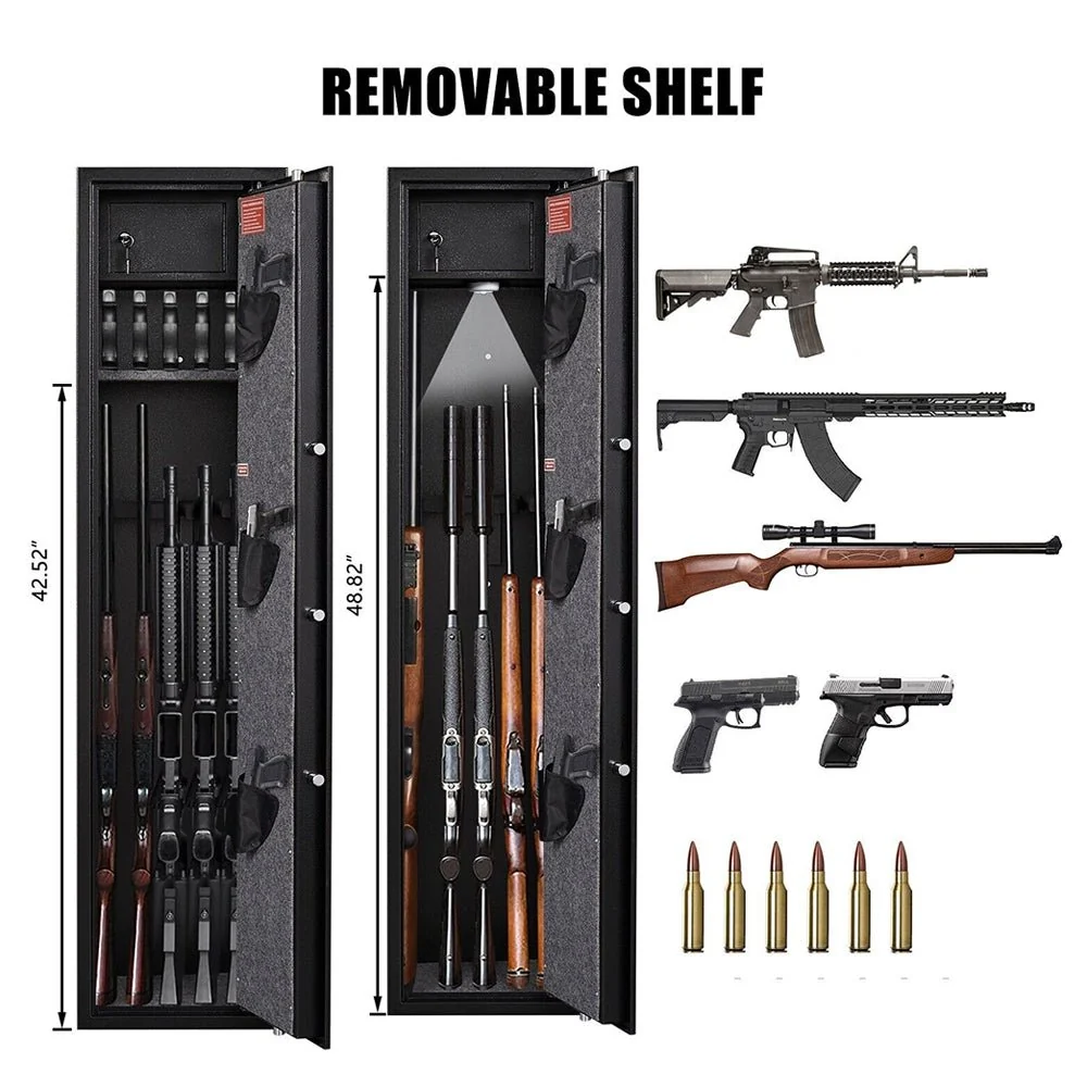 Premium 5 Rifle Biometric Gun Safe Cabinet W/ Keys (93721405) - Image 7