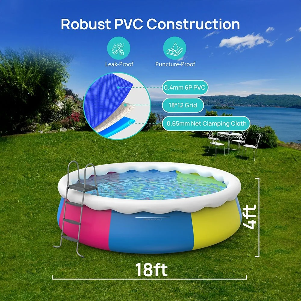 Premium Above Inflatable Ground Pool With Filter Pump, Ladder, Ground Cloth And Cover, 18FT (93641724) - Image 5