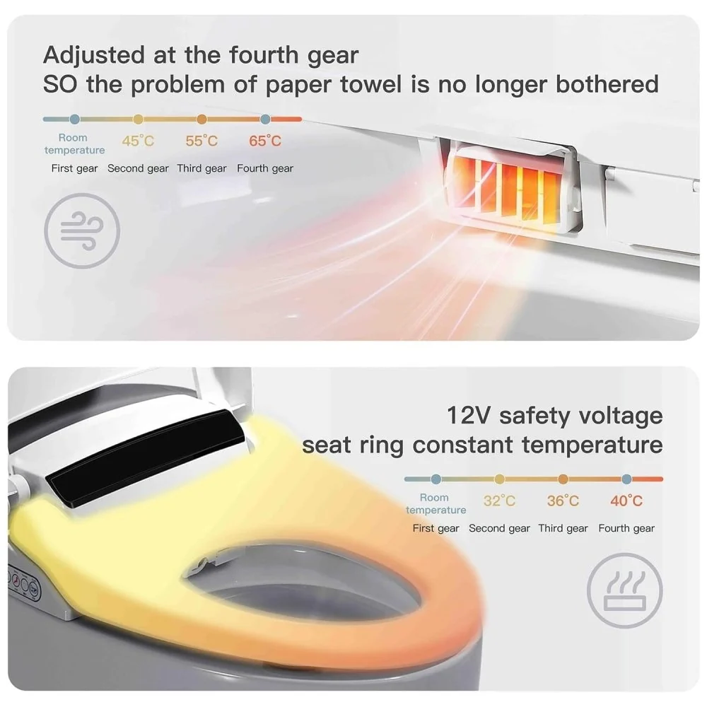 Premium Automatic Single-Piece Home Smart Toilet With Bidet, Foot Sensor And Heated Seat (96152473) - Image 4