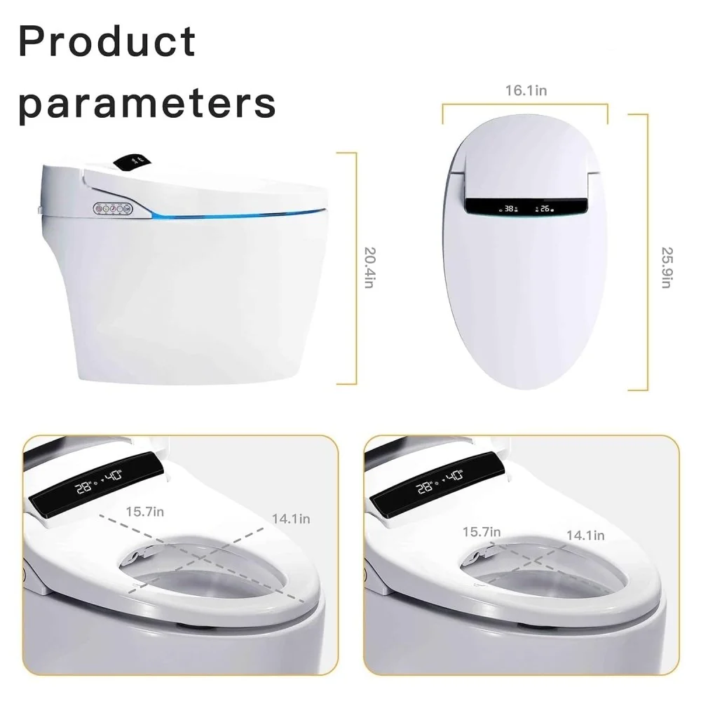 Premium Automatic Single-Piece Home Smart Toilet With Bidet, Foot Sensor And Heated Seat (96152473) - Image 5