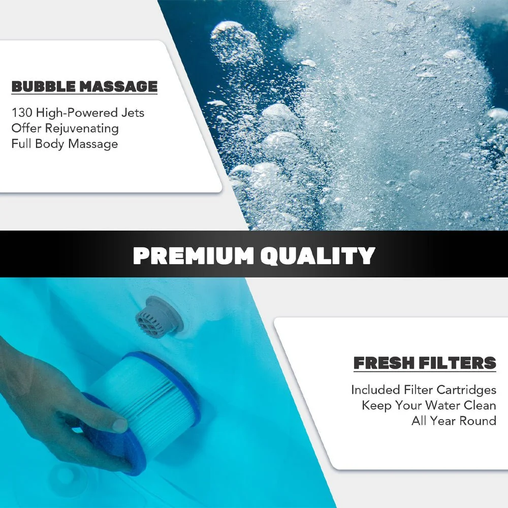 Premium Blow Up 6 Person Sauna Pool Hot Tub With 130 Jets, 7FT (97463510) - Image 5