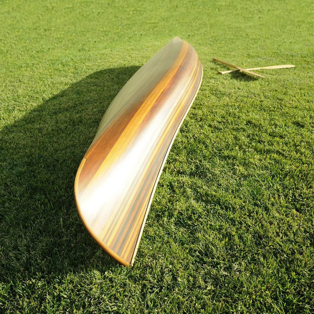 Premium Elegant Matte Finish Wooden Canoe With Ribs & Curved Bow (91647253) - Image 3
