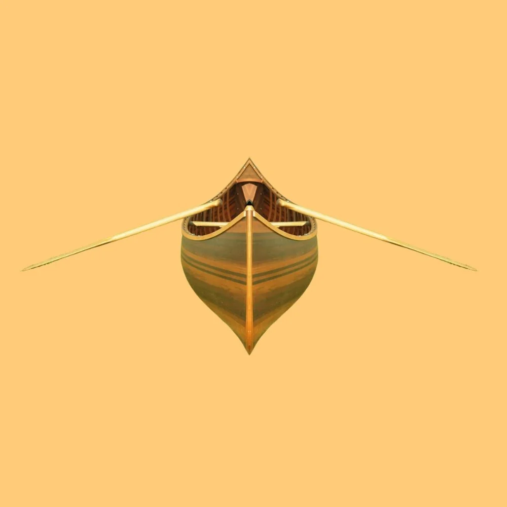 Premium Elegant Matte Finish Wooden Canoe With Ribs & Curved Bow (91647253) - Image 5