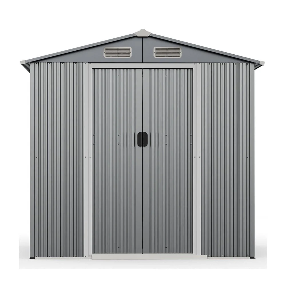 Premium Garden Galvanized Steel Storage Shed W/ Lockable Sliding Doors, 6x4' (93175842) - Image 9