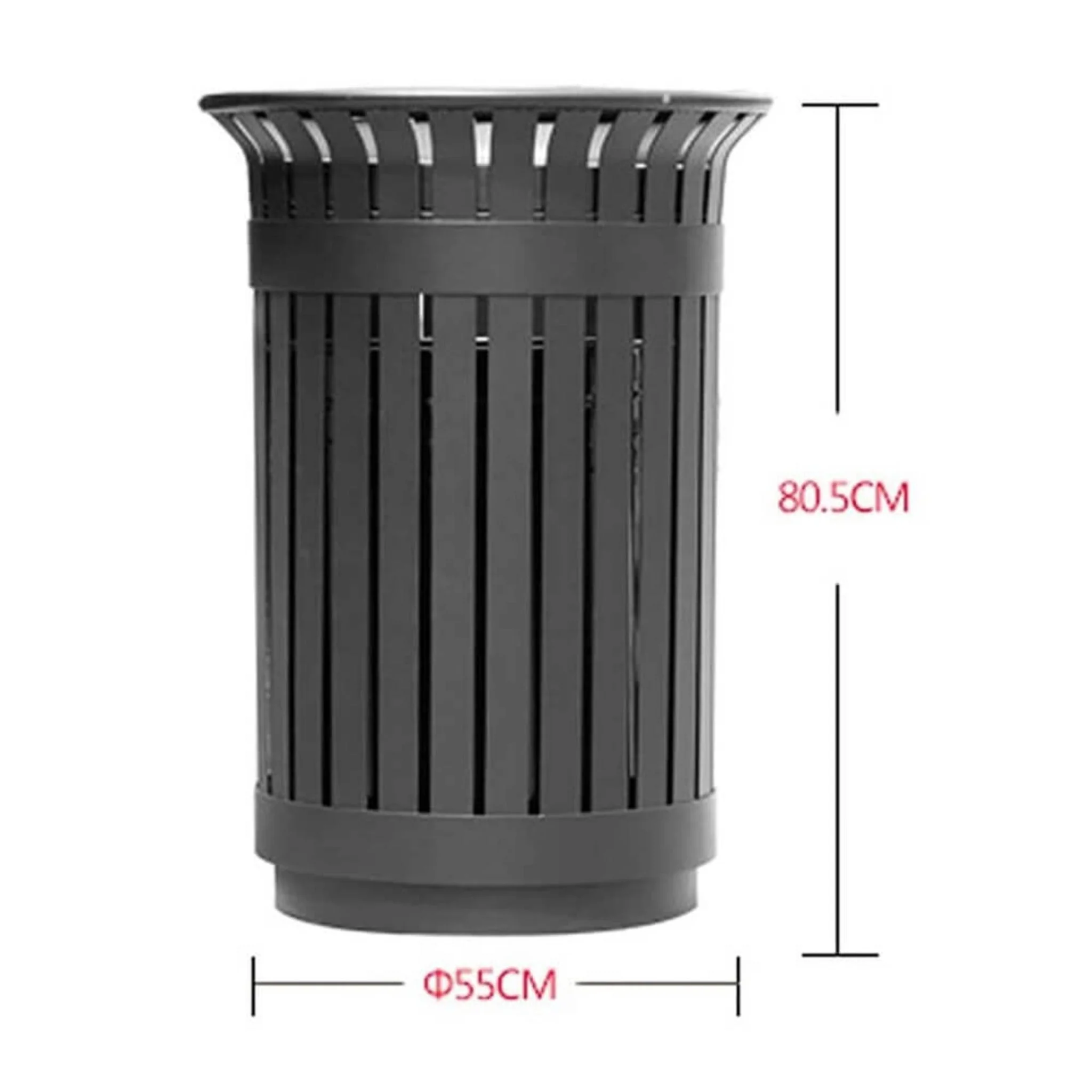 Premium Heavy-Duty Extra Large Outdoor Commercial Metal Slat Garbage Trash Can - Image 3