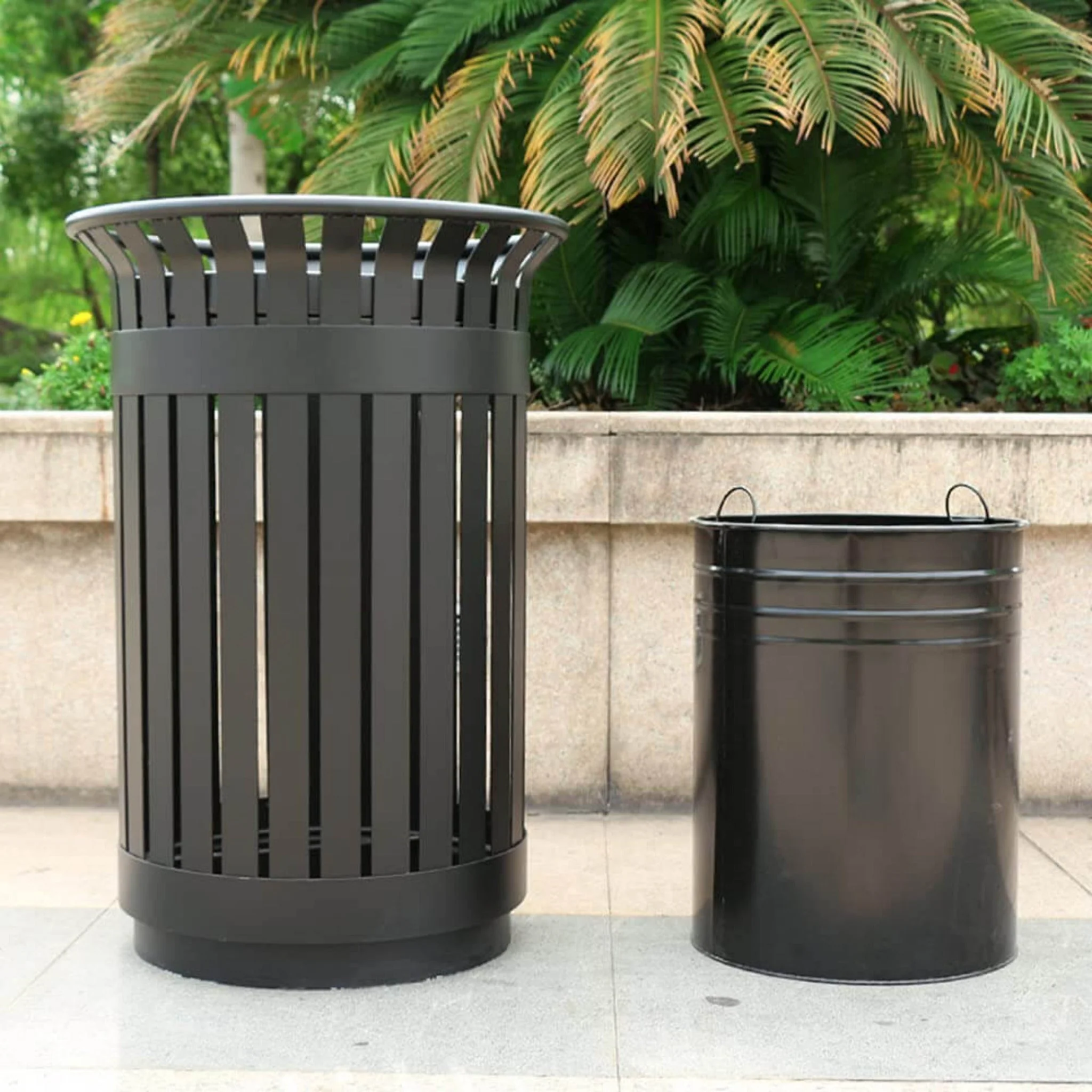 Premium Heavy-Duty Extra Large Outdoor Commercial Metal Slat Garbage Trash Can - Image 7