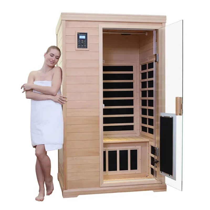 Premium Hemlock Wood Two Person FAR Infrared Sauna Room W/ Glass Door, 1750W (96081525) - Image 11