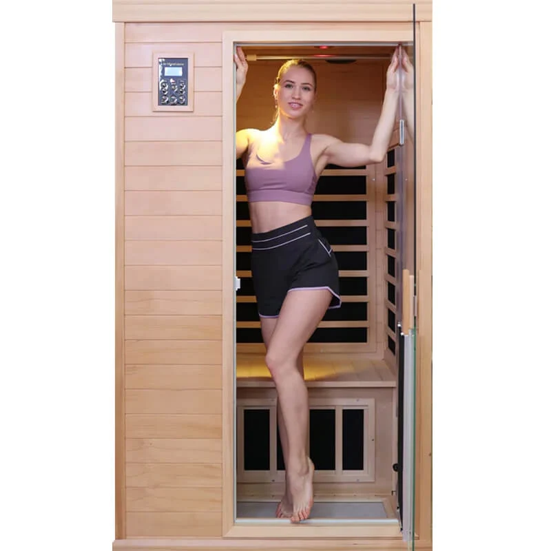 Premium Hemlock Wood Two Person FAR Infrared Sauna Room W/ Glass Door, 1750W (96081525) - Image 13