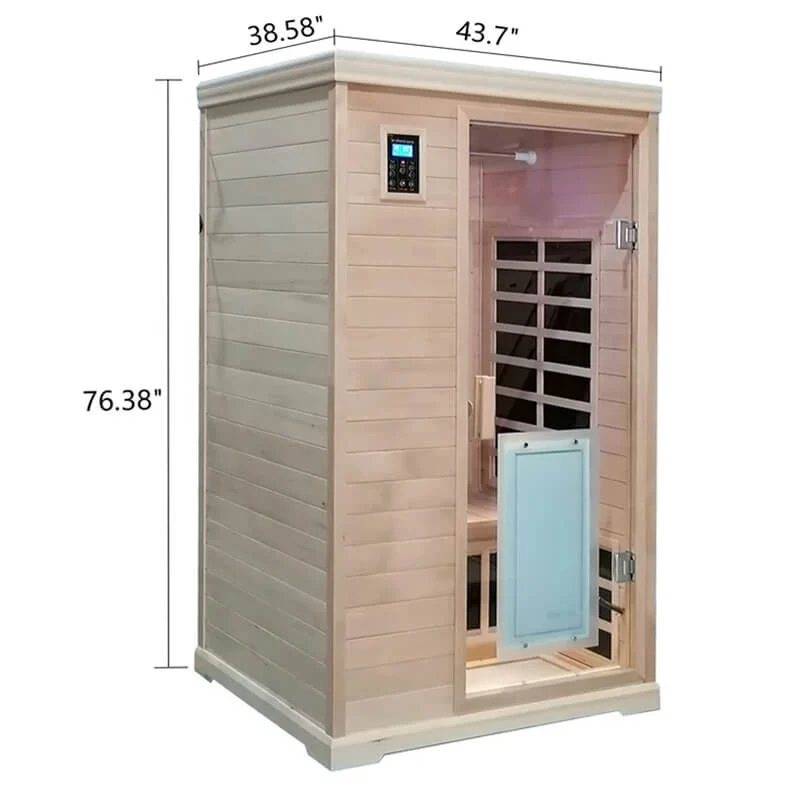 Premium Hemlock Wood Two Person FAR Infrared Sauna Room W/ Glass Door, 1750W (96081525) - Image 17