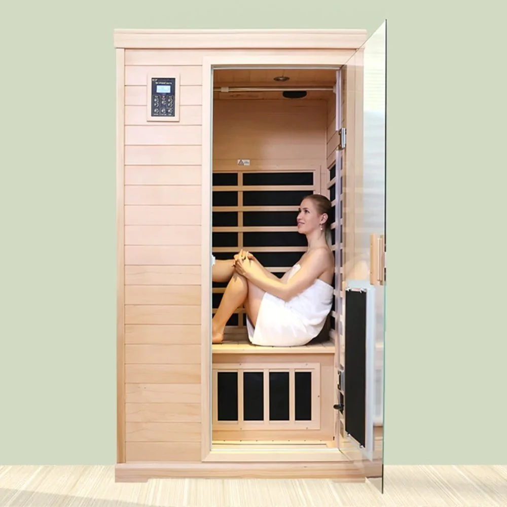 Premium Hemlock Wood Two Person FAR Infrared Sauna Room W/ Glass Door, 1750W (96081525) - Image 2