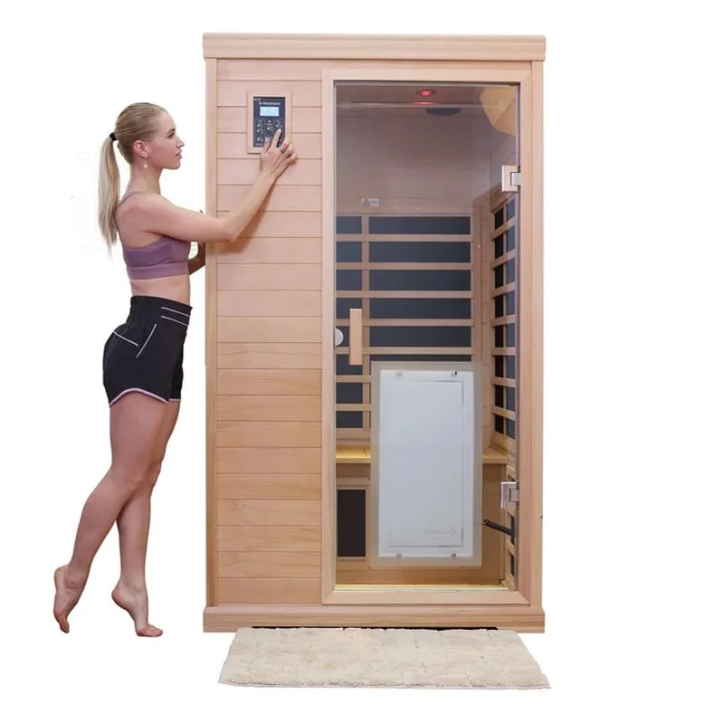 Premium Hemlock Wood Two Person FAR Infrared Sauna Room W/ Glass Door, 1750W (96081525) - Image 4