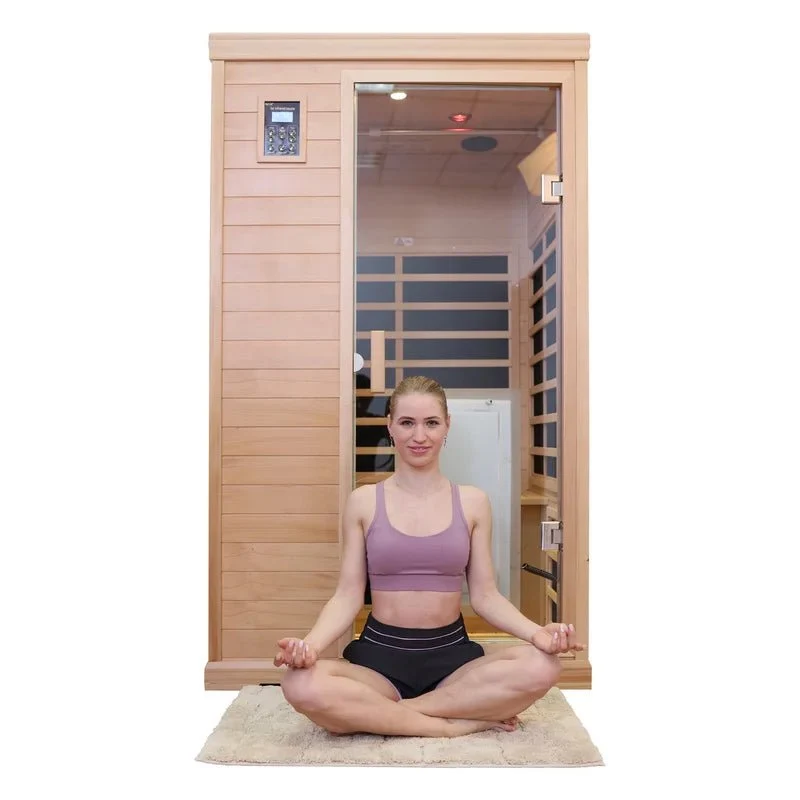 Premium Hemlock Wood Two Person FAR Infrared Sauna Room W/ Glass Door, 1750W (96081525) - Image 9