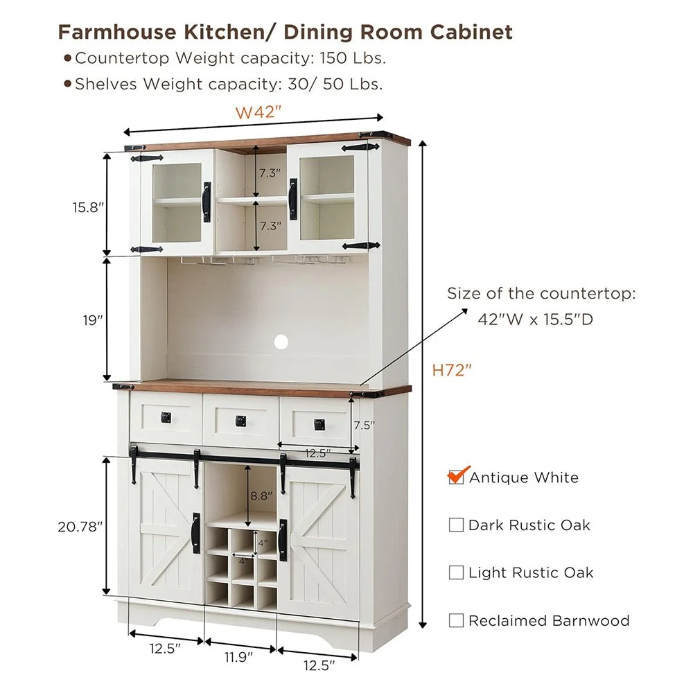 Premium Home Bar Wine Cabinet W/ Sliding Barn Door, 72" (97631842) - Image 2
